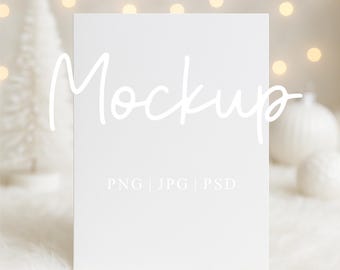Weihnachtskarte Mockup | 13x18 Weiß Grußkarte Mockup | Weihnachts Mock-Up | 13x18 Blanko Karte | Digital PSD JPG PNG