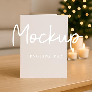 Christmas Card Mockup | 5x7 White Greeting Card Mockup | Xmas Mock-Up | 5x7 Blank Card Mockup | Digital PSD JPG PNG