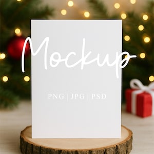 Christmas Card Mockup | 5x7 White Greeting Card Mockup | Xmas Mock-Up | 5x7 Blank Card Mockup | Digital PSD JPG PNG
