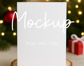 Weihnachtskarte Mockup | 13x18 Weiß Grußkarte Mockup | Weihnachts Mock-Up | 13x18 Blanko Karte | Digital PSD JPG PNG