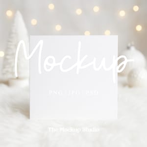 Christmas Card Mockup | 6 x 6 Square White Greeting Card Mockup | Xmas Mock-Up | 5 x 5 Blank Card Mockup | Digital PSD JPG PNG