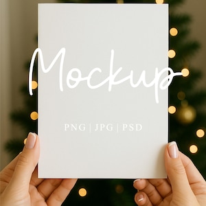 Christmas Card Mockup | 5x7 White Greeting Card Mockup | Xmas Mock-Up | 5x7 Blank Card Mockup | Digital PSD JPG PNG