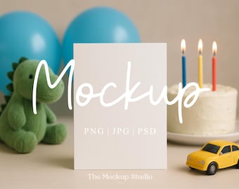 Card Mockup | 5x7 White Greeting Card Mockup | Invitation Mock-Up | 5x7 Blank Card Mockup | Digital PSD JPG PNG | Boy's Birthday Card Mockup