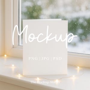 Christmas Card Mockup | 5x7 White Greeting Card Mockup | Xmas Mock-Up | 5x7 Blank Card Mockup | Digital PSD JPG PNG