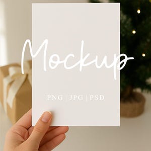 Christmas Card Mockup | 5x7 White Greeting Card Mockup | Xmas Mock-Up | 5x7 Blank Card Mockup | Digital PSD JPG PNG