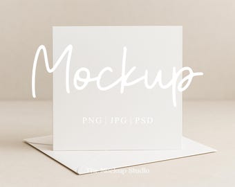 Card Mockup | 6 x 6 Square White Greeting Card Mockup | Invitation Mock-Up | 5 x 5 Blank Card Mockup | Digital PSD JPG PNG