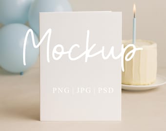 Card Mockup | 5x7 White Greeting Card Mockup | Invitation Mock-Up | 5x7 Blank Card Mockup | Digital PSD JPG PNG | Boy's Birthday Card Mockup