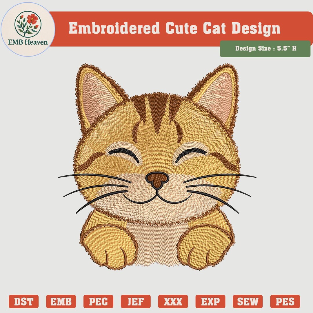 Cat Embroidery Design Machine Instant Download Kitty Embroidery Pattern ...