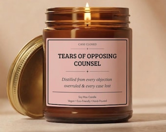 Tears Of Opposing Counsel Candle, Funny Lawyer Gift, Bar Exam Graduation Gift For Attorney, Gift For Her