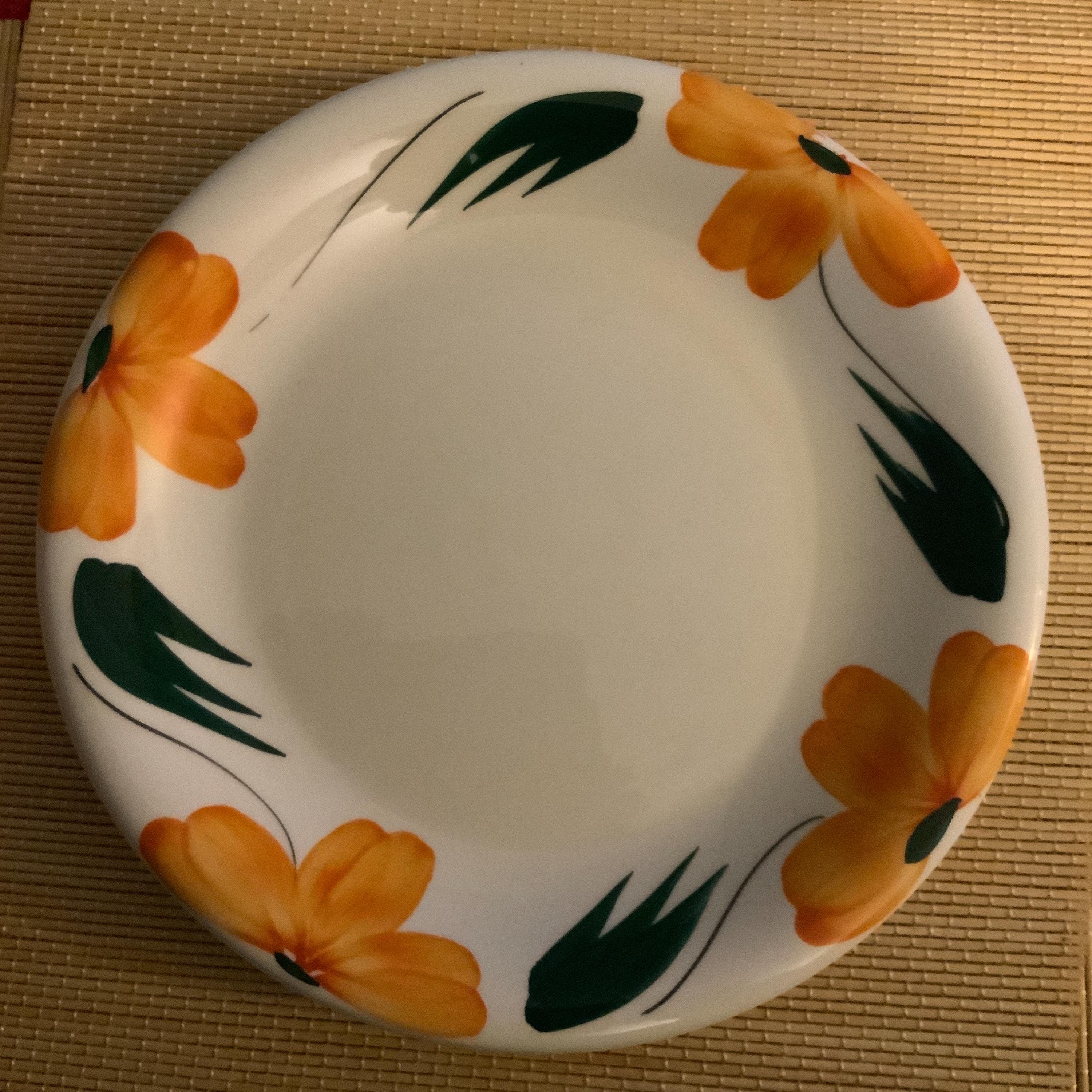 Orange flowers vintage dinner plates - Etsy 日本
