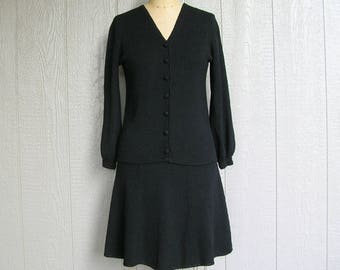 Vintage Black Knit Dress SWEATER GIRL DRESS