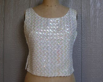 Vintage Iridescent Sequin Overblouse HINT OF COLORS