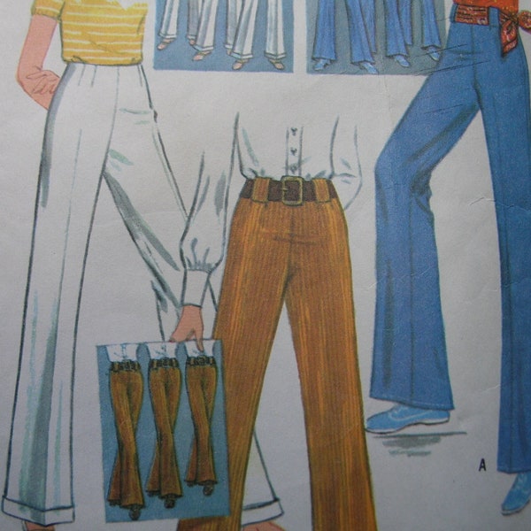 1960s McCall's #9788 MOSTLY UNCUT Vintage Sewing Pattern Misses' Bell Bottom or Wide Legged Proportioned Pants Waist 25 1/2 Hip 36