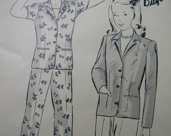 1940s Companion-Butterick 2162 FACTORY FOLDED Vintage Sewing Pattern Girls' Slack Suit Size 6 Breast 24