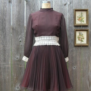 Vintage 60s CHOCOLATE And CREAM Party Dress image 1