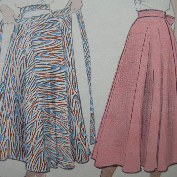 1950 Butterick 5261 FF,RARE Vintage Sewing Pattern Misses' Circular Skirt,Tie Belt,Back or Front Bow,Front Knot,Cummerbund Size 16 Waist 28