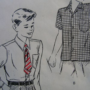 1940s Butterick #2751 FACTORY FOLDED Vintage Sewing Pattern Boys' Dress or Sport Shirt Size 10 Chest 28