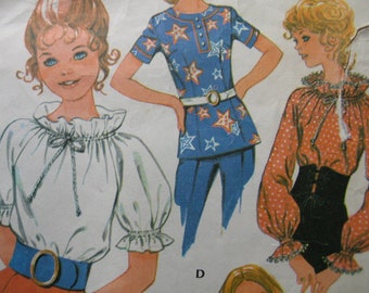1970s McCall's #2737 PARTIALLY CUT Vintage Sewing Pattern Young Junior/Teen Set of Blouses Size 11/12 Bust 32