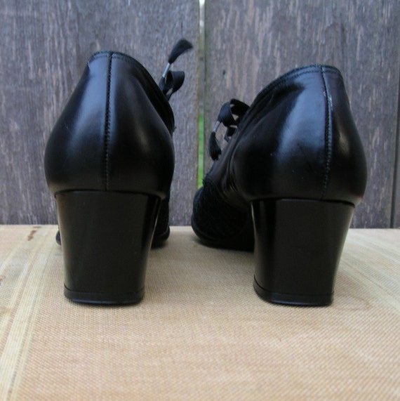 Vintage 40's GRANNY ROCKS Black Leather and Lace … - image 3