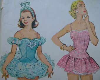 1950s McCall's #1961 MOSTLY UNCUT/UNUSED Vintage Sewing Pattern Junior Ballet Costume and Practice or Bathing Suit Size 13 Bust 31