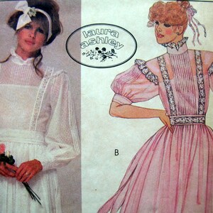 1980s McCall&#39;s #8876 FACTORY FOLDED Laura Ashley Vintage Sewing Pattern Misses&#39; Gown, Slip and Sash Size 6 Bust 30 1/2