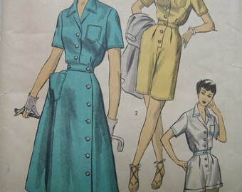 1950s Advance #6130 UNUSED Vintage Sewing Pattern RARE Misses' Playsuit and Skirt Size 14 Bust 32