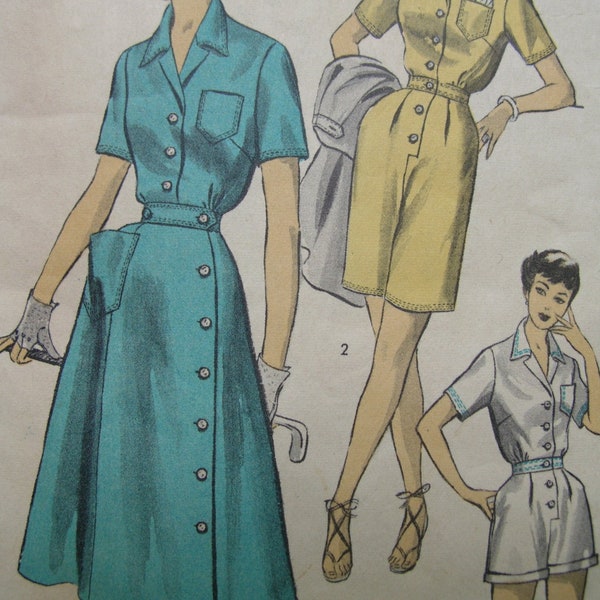 1950s Advance #6130 UNUSED Vintage Sewing Pattern RARE Misses' Playsuit and Skirt Size 14 Bust 32