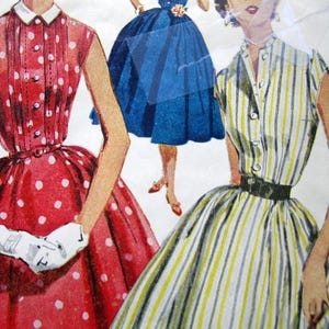 1950s Simplicity #4660 MOSTLY UNCUT/UNUSED Vintage Sewing Pattern Misses&#39; One-Piece Dress with Detachable Collar Size 16 Bust 34