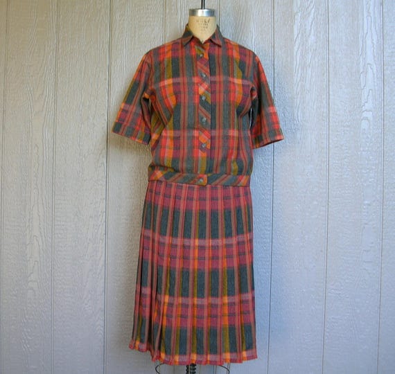 Vintage 60s BOSTON CAMPUS SMARTS Two Piece Plaid … - image 9