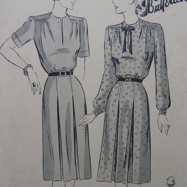 1940s Butterick #2151 Vintage Sewing Pattern Misses' THE CASUAL FROCK Size 14 Bust 32