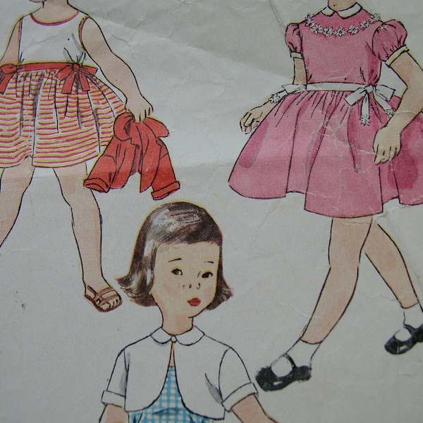 Fab Vintage 50s Simplicity Pattern 4233 Partially Cut Child's Size 2 DRESS And SHORT JACKET