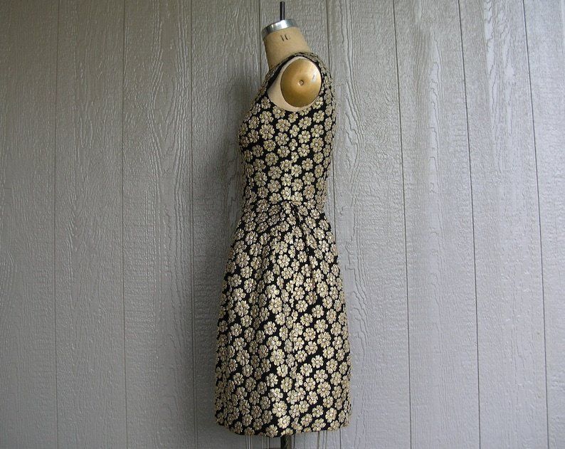 Vintage 60s EVENING SHINING BLOOMS Metallic Embroidered Dress