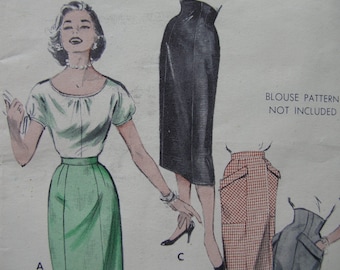 1950s Butterick 6929 FACTORY FOLDED, RARE Vintage Sewing Pattern Misses' Six Gore Skirt, Choice of Waistline and Pockets Size 16 Waist 28