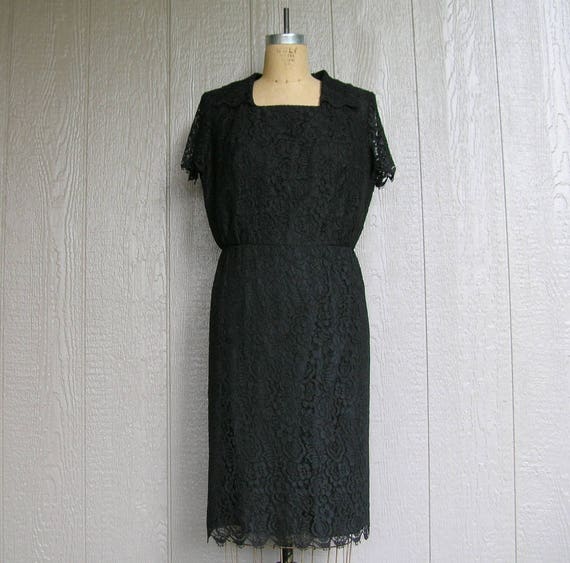 Vintage 60s Black Lace Dress MIDNIGHT LACE - image 10