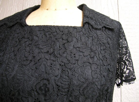 Vintage 60s Black Lace Dress MIDNIGHT LACE - image 3