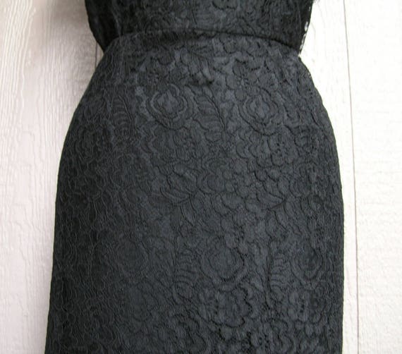 Vintage 60s Black Lace Dress MIDNIGHT LACE - image 4