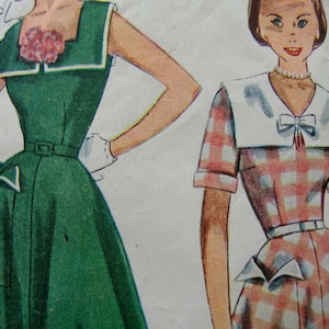 1950s Simplicity #3284 Vintage Sewing Pattern Teen Age ONE-PIECE DRESS Size 16 Bust 34