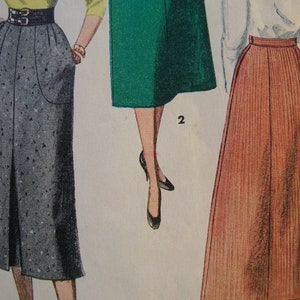 1950s Simplicity #4413 Vintage Sewing Pattern Misses&#39; SKIRT Waist 26 Hip 35