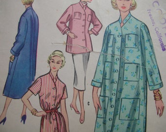 1950s McCall's #3205 FACTORY FOLDED Vintage Sewing Pattern RARE, Easy to Sew Misses' Duster, Unlined Coat or Jacket Size 16 Bust 34