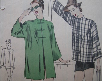 1940s Vogue #5477 Vintage Sewing Pattern COAT, BEACH COVERUP Misses' Size Small 30-32 Bust