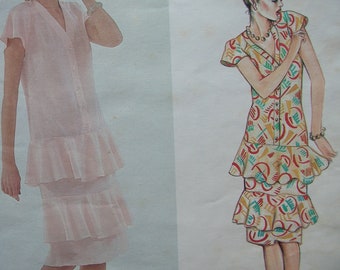 1980s Vogue #2465 FACTORY FOLDED Vintage Sewing Pattern Misses' Dress Size 12 Bust 34