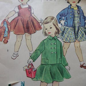 1950s Simplicity #4824 FACTORY FOLDED Vintage Sewing Pattern Girls&#39; Jumper and Jacket Size 6 Breast 24