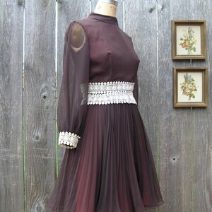 Vintage 60s CHOCOLATE And CREAM Party Dress image 3