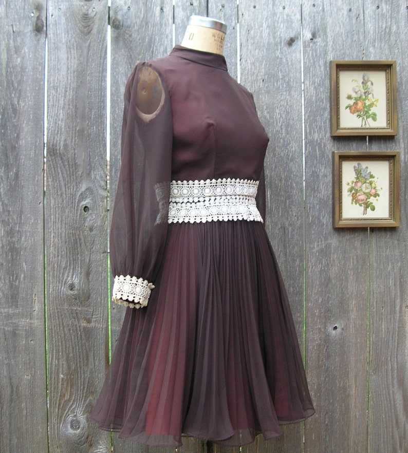 Vintage 60s CHOCOLATE And CREAM Party Dress image 3