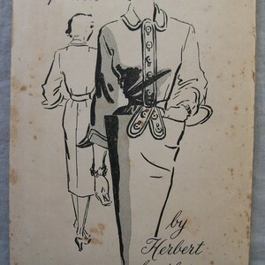 May include: Vintage sewing pattern illustration for a blouse with a button-up front and a belt. The pattern is by Herbert Sondheim and the number is 1041.