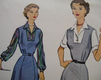 1950s McCall's #9464 FACTORY FOLDED Vintage Sewing Pattern Misses' Jumper and Blouse Size 16 Bust 34