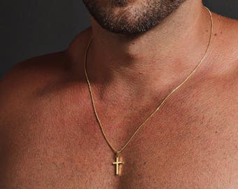 Small gold cross chain men's deals