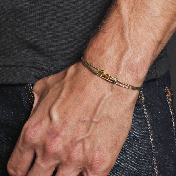 Men's Bracelet - Minimalist Taupe cord bracelet for men - Micro taupe rope bracelet for men - Bracelets for Men - Mens Jewelry - For him