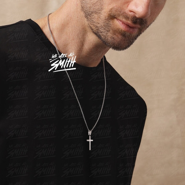 Waterproof Mens Necklace / Man Cross Necklace / Cross Pendant for men / Silver cross / Catholic cross necklace / Gifts for Men, husband, dad