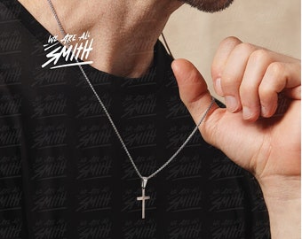 Waterproof Men's Cross Necklace Chain / Guys Cross Necklace / Cross Pendant for men / Silver cross / Gift for Man, husband, boyfriend